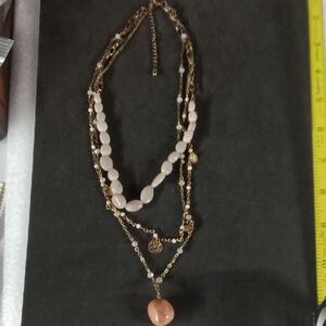 3 Strand Gold Tone Necklace #A223